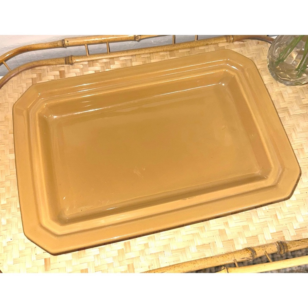 HALL #1427 Serving Platter Yellow Rectangle Made In USA Vintage